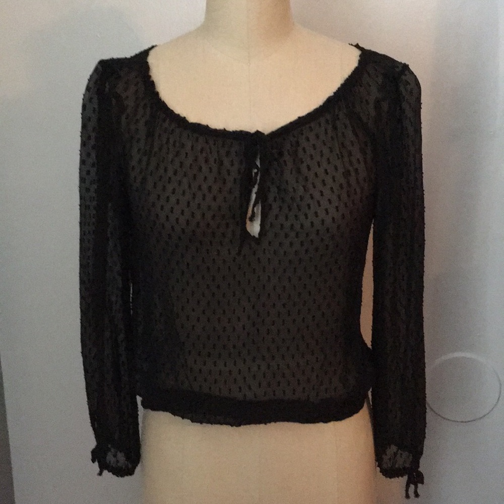 White House Black Market SILK Sheer Peasant Blouse